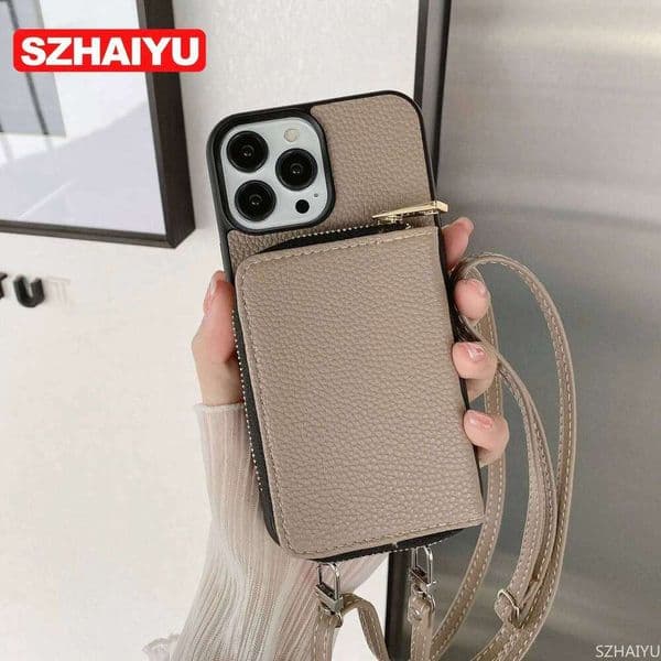 Zipper Wallet Phone Case For iPhone 17 Air 16 16E 15 14 13 12 11 Pro Max Plus Card Slot Holder Crossbody Lanyard Leather Cover J260205
