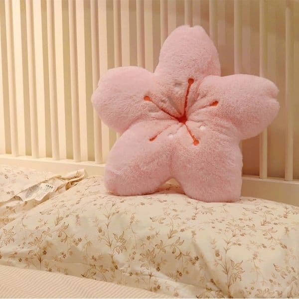 Pink Cherry Blossom Pillow Cute Sakura Flower Shaped Cushion Soft Plush Aesthetic Home Decor for Bedroom Sofa Photo Prop
