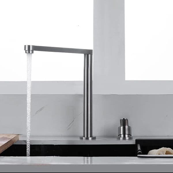 304 Stainless Steel Sink Faucet Hidden Lifting Folding Kitchen and Cold Mixed Water Separate Tap Dual Holes 260122