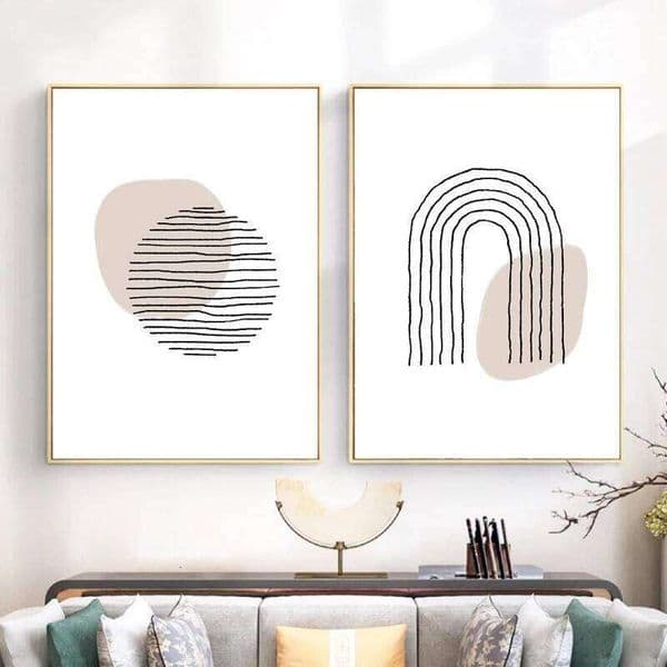Rainbow Abstract Painting Circle Geometry Line Modern Minimalist Print Neutral Wall Art Picture Nordic Poster Home Room Decor 26H0225