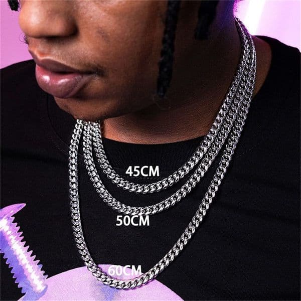 Hot-Selling Titanium Men's Cuban Chain Necklace Bracelet Hip-Hop Trendy Stainless Steel Non-Fading Jewelry