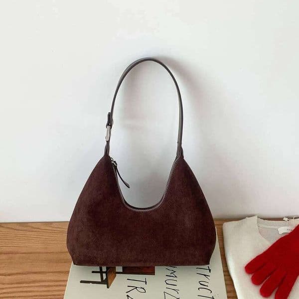 Winter Luxury Women Handbags Faux Suede Half-moon Underarm Bag for Lady Fashion Trend Shoulder Bags Fake fur big totes Z260225