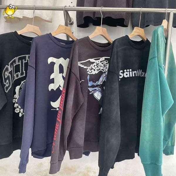 Vintage Oversize Sweatshirts Saint Hoodies Men Woman Fashion Washed Damaged Best Quality Casual All-match Round Neck Pullover T260225