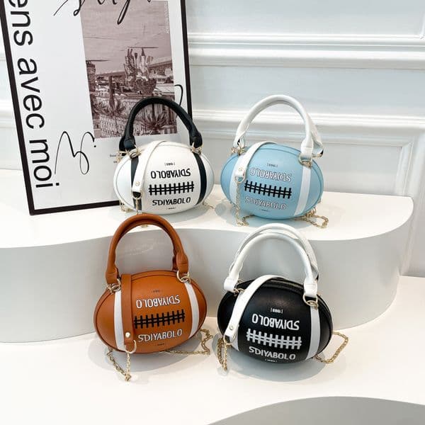 Handheld Rugby Bag with Simple Letter Chain Crossbody Bag