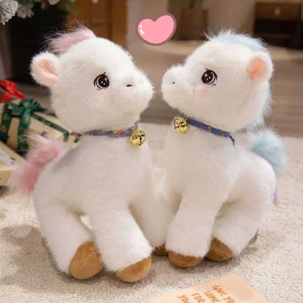 23/35/45cm Simulation Lovely Soft White Horse Plush Toy Cartoon Lifelike Horse Animal Horse Doll Gift for Kids X260225