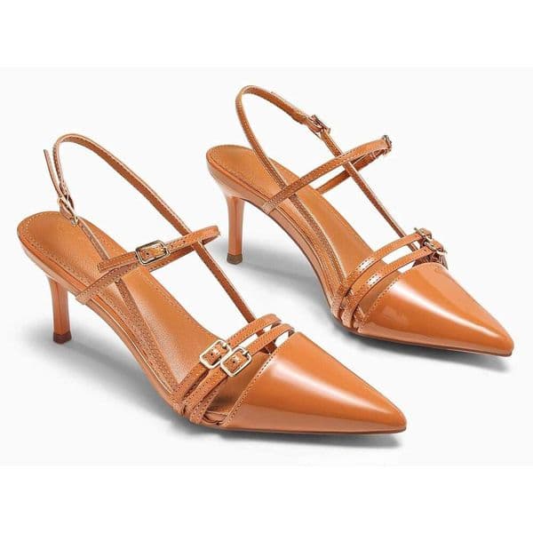 Womens Slingback High Heels Strappy Closed Pointed Toe Pumps Ankle Strap Dress Shoes Colour