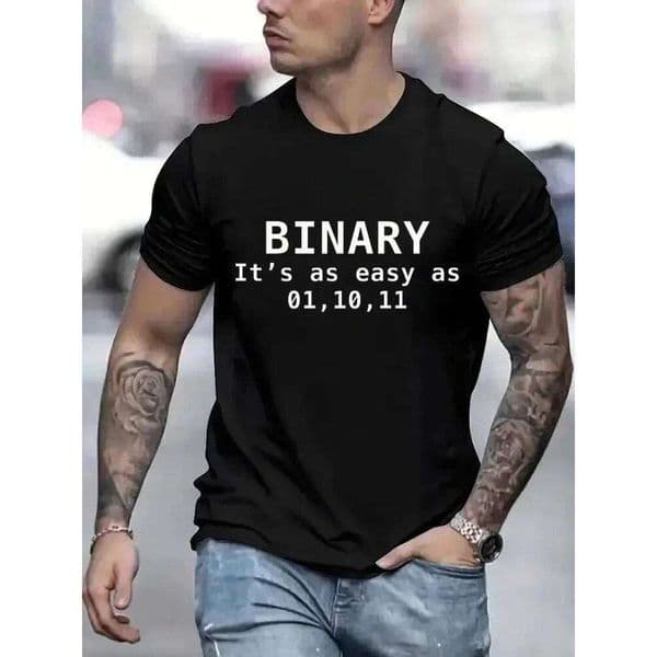 Binary It's Easy As 01,10,11 Funny Printing Men T-Shirts Breathable Tee Clothes Summer Streetwear Tops Oversized Short Sleeve C260225