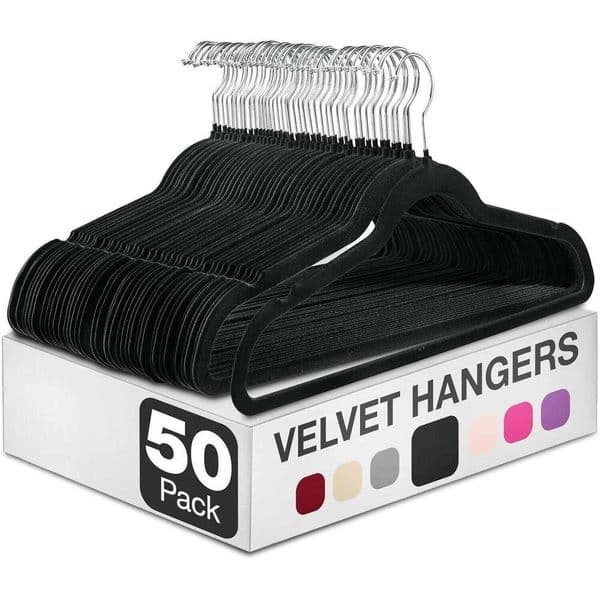 Black Velvet Hanger for Clothes Pants Coat Closet Storage Hook Felt Non-Slip Hangers Racks Home Saving Space Organizers 26W0225