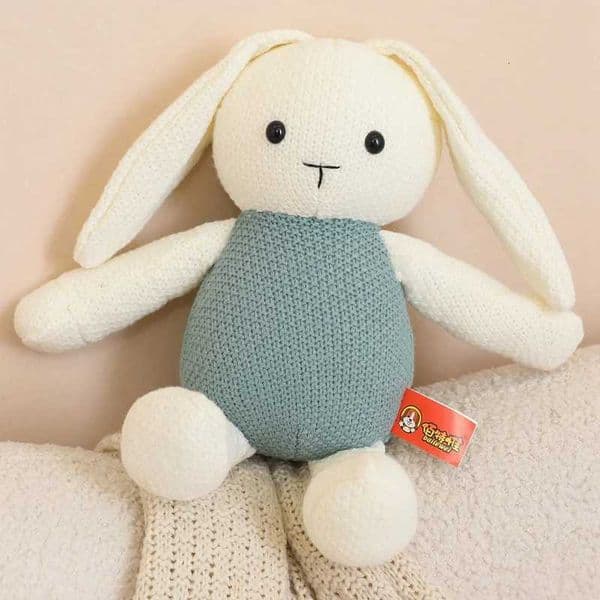 New Crocheted Wool Animal Plush Toy Stuffed Rabbit Monkey Doll Childrens Sleep-Aid Rabbit Educational Plush Toy Birthday Gift X260225