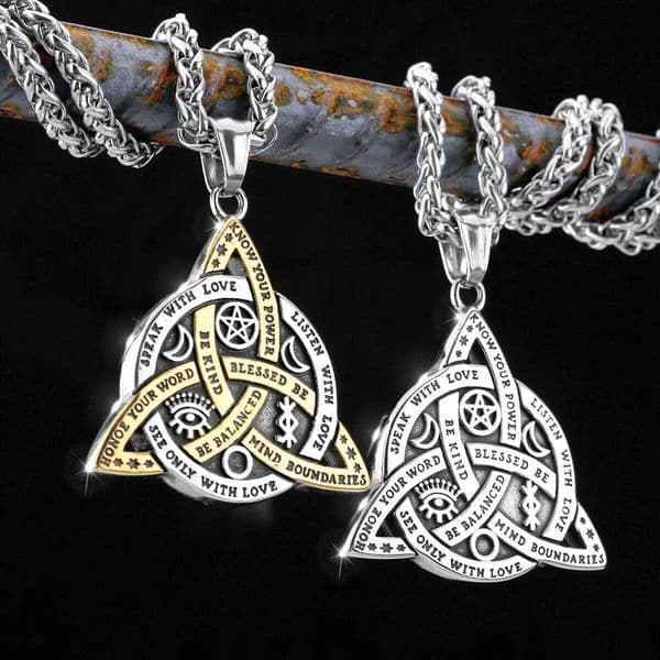 Viking Witch Celtic Knot Pendant Rune Stainless Steel Men Chain Odin Gothic Necklace Protection Amulet Jewelry Gifts J260225