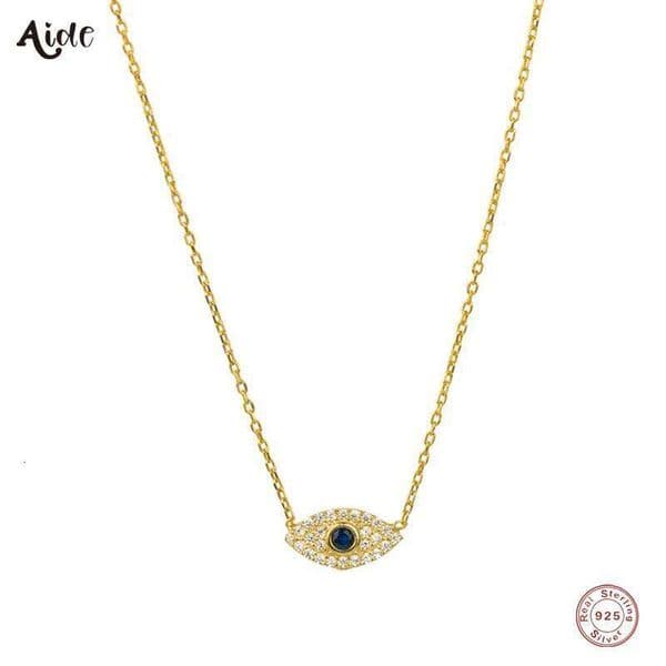 Aide 925 Sterling Silver Korean Fashion INS Evil Eye Diamond Pendant Necklace For Women Girls Gifts Party Fine Jewelry Collares J260225