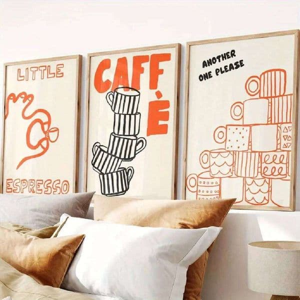 1/3pcs Italian Coffee Canvas Poster Minimalist Orange and Black Cafe Kitchen Wall Art Prints for Modern Living Room Home Decor 26H0225