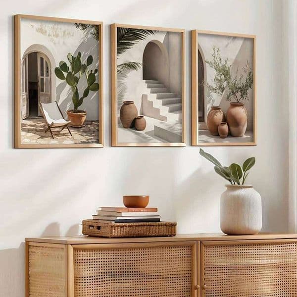 3pcs/set Bohemian Olive Tree Potted Canvas Poster Mediterranean Arch Architectural Wall Art Prints for Living Room Home Decor 26H0225