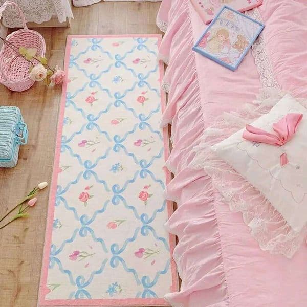 VIKAMA Bedroom Bedside Rugs Pink Blue Bath Mats Indoor Outdoor Soft Hallway Runner Area Rug for Living Room Home Decoration 26H0210