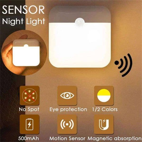 Motion Sensor USB Night Light LED Lamp With Switch Rechargeable Inductor Lights For Kitchen Stairs Hallway Closet Bedroom H260224
