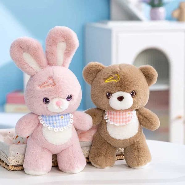 25cm Cute Bear Rabbit Plush Toys New Animal Doll for Girls Birthday Gift Grabber Dolls Soft Cuddly Stuffed Animals for Kids X260225