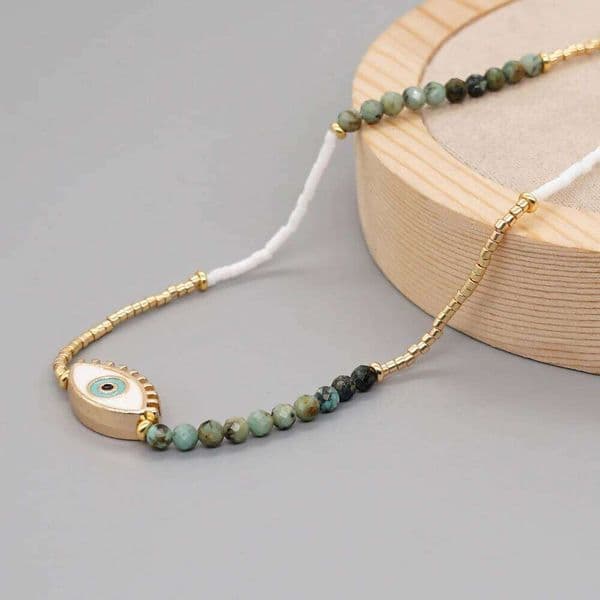Go2Boho Simple Beaded Necklace for Women Turkish Evil Eye Necklaces Natural Stone Miyuki Seed Beads Choker Fashion Jewellery J260225