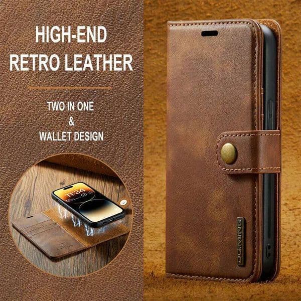 For iPhone 16 15 14Pro 13 12 11 Pro Max Plus XS X XR Deluxe removable magnetic wallet flip cover cell phone leather case J260205