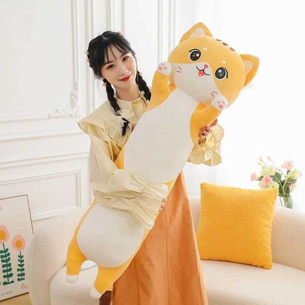 110cm Giant Lovely Cat Plush Pillow Stuffed Animals Yellow Kitten Plushies Kids Toys Soft Sleeping Cushion Throw Pillows X260225