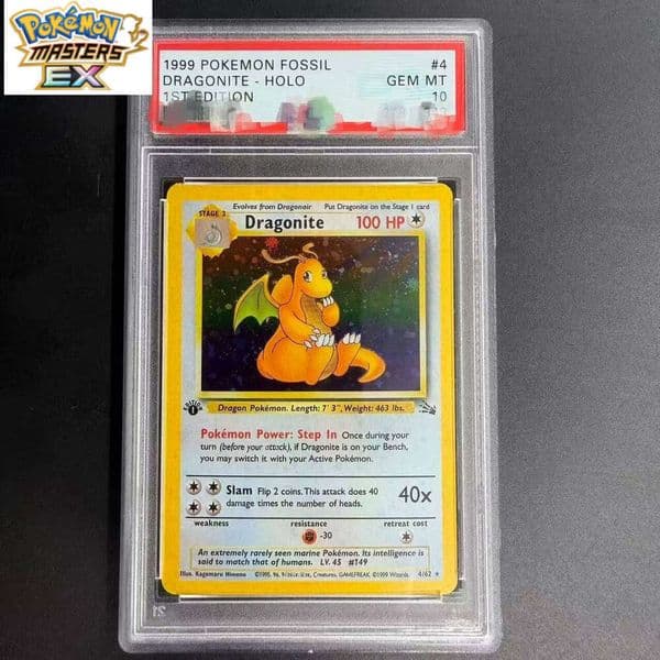 DIY PTCG 1999 FOSSIL DRAGONITE - HOLO 1ST EDITION 4/62 Collection Copy 10Points Rating Card Anime Game Gift W260225