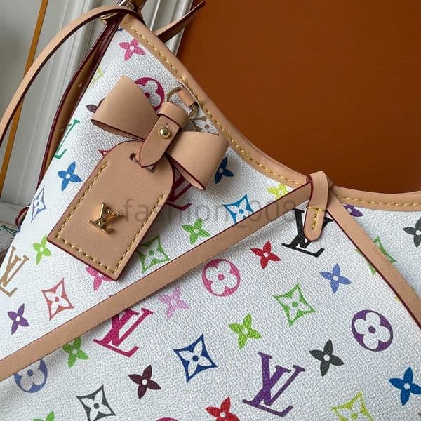 Shoulder Bags designer shoulder leather takashi murakami handbag canvas women colorful bags fashion composite lady beach clutch tote woman bag purse wallets085