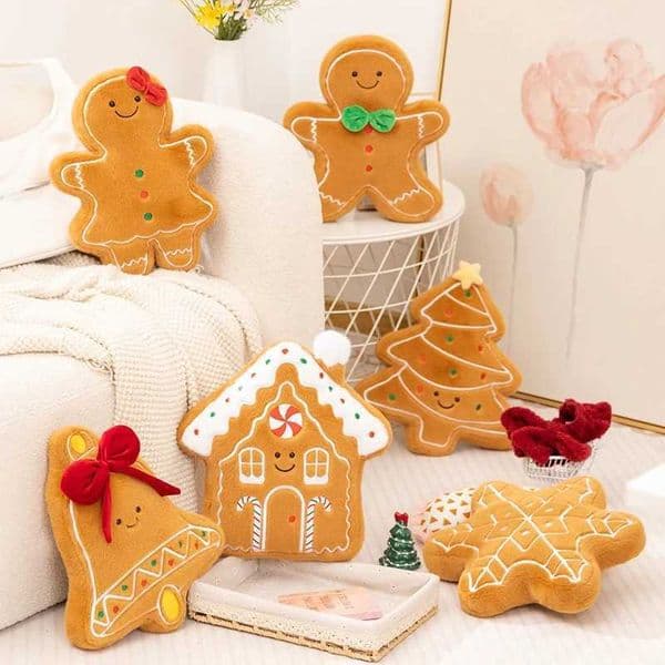 New 35cm Christmas Series Gingerbread House Christmas Tree Wreath Crutch Doll Holiday Atmosphere Ornaments Pet Toy Gifts X260225
