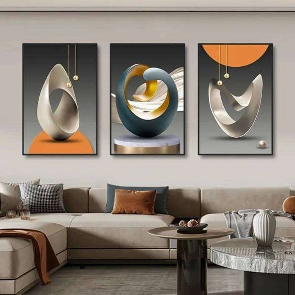 3pcs Geometric Art Canvas Prints Luxury Abstract Artwork Paintings for Modern Living Room Bedroom Wall Decor Picture 26H0225
