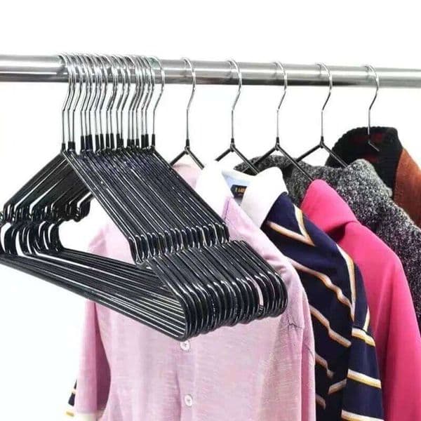 10pcs Non-Slip Coated Suit Coat Clothes Hangers Metal Shirt Jacket Hanger with Round Notches for Dress 26W0225