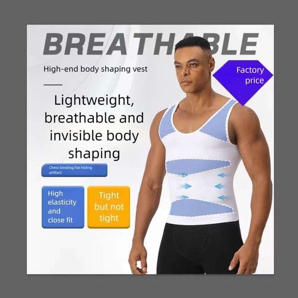 Seamless cross-border men's shapewear with unique design, tummy control, chest compression, body shaping, and fat concealing sports vest BX09