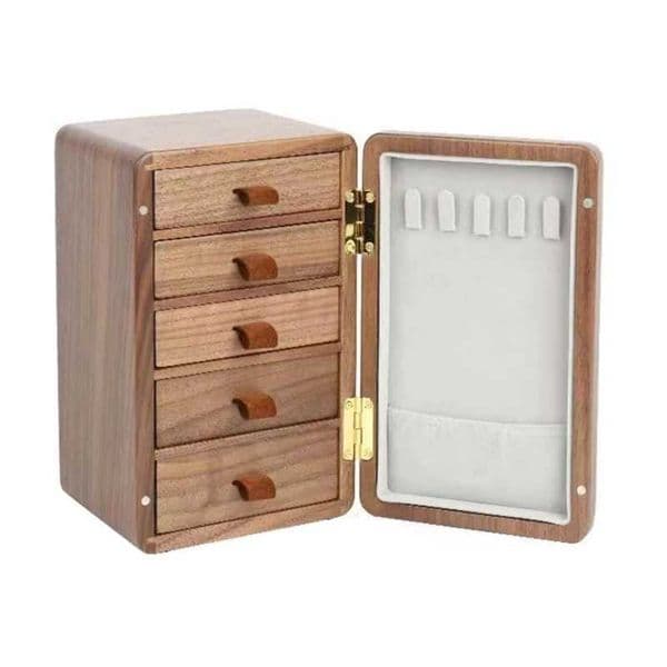 Wood Jewelry Box Vintage Style for Necklaces Rings 5Drawers Organiser Bracelet Display Box L251222