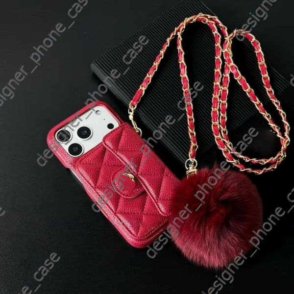For iPhone 17 Pro Max 16 Pro Max Case Crossbody Phone Case Designer Apple iPhone 14 ProMax 13 12 11 15 Plus 16 Plus Case Card Holder Luxury Leather Case