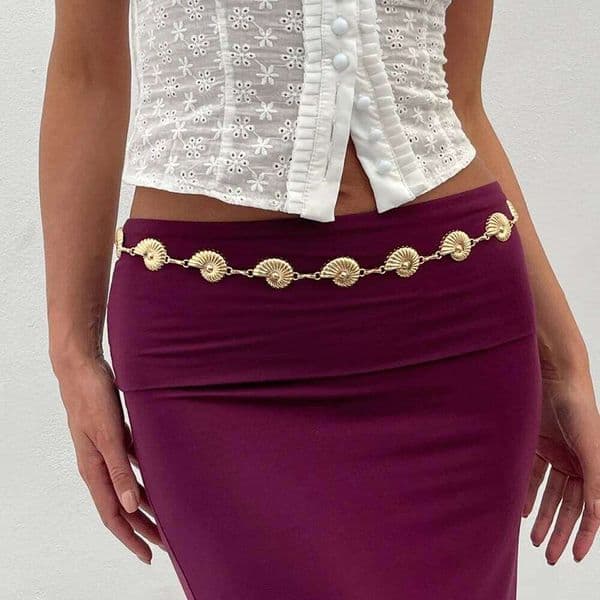 Fashion Bohemia Style Starfish Waistband Ocean Belly Beach Shell Waist Imitation Pearl Conch Pendant Body Chain Y260226