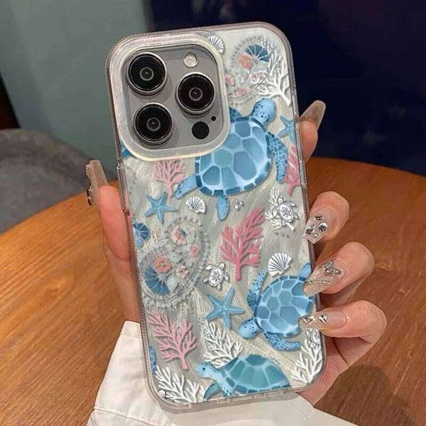 16 15 Pro Max 16E 14 13 12 11 XS XR Summer Sea Turtle Starfish Pattern Case For iPhone 7 8 Plus SE2 Phone Cover J260205