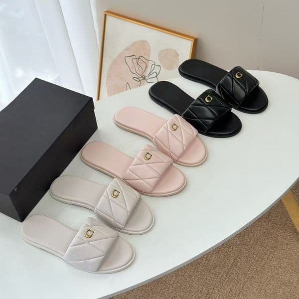 Designer Shoe Luxury Slides Chic Women Beach sandals Shoes Fashion outdoor Beach slippers Casual Mule Flat Low Heel Flip Flops Summer Shoe