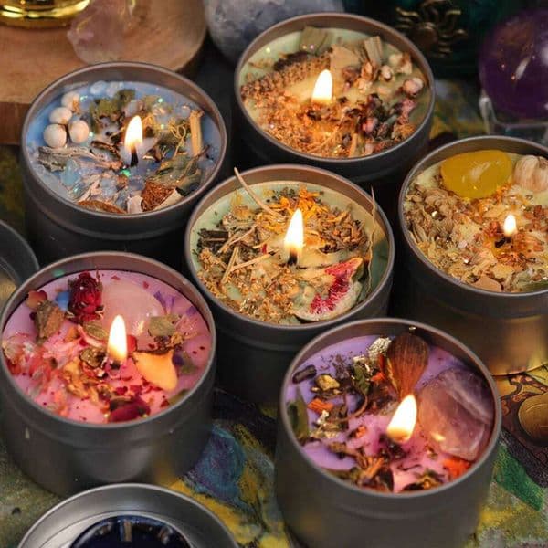 1Pc Premium Crystal Scented Candle - Handmade Soy Wax Dried Flower Tin, Aromatherapy Creative Ornament & Photography Prop W260226
