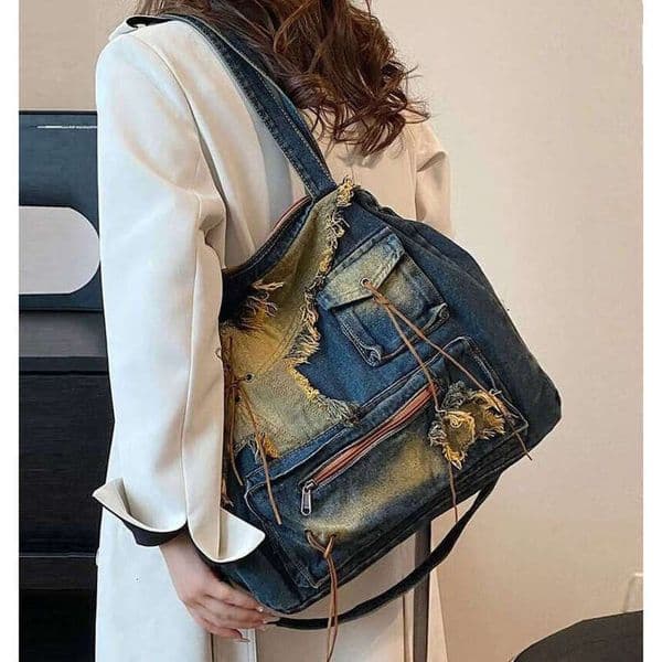 TAURUSCIAGA Denim Y2k Womens Shoulder Vintage Washed Distressed Fashion Female Messenger Bag Large Capacity Ladies Handbag Sac Totes Classic Style Bag