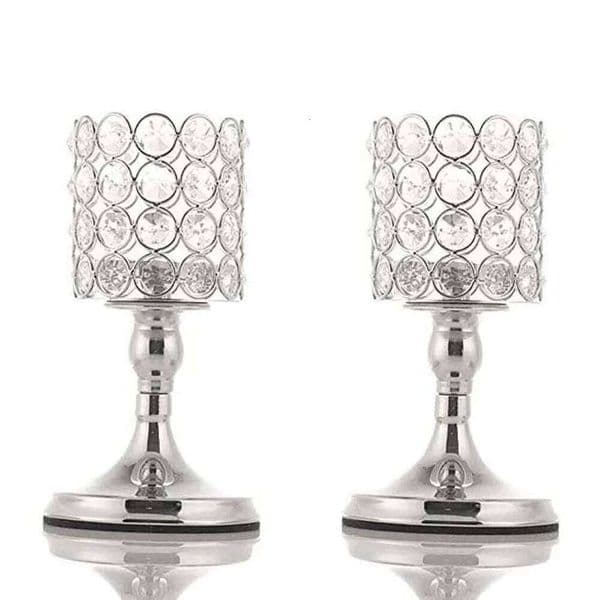 Metal Crystal Candle Holder Hollow Romantic Wrought Iron Candlestick Table Ornaments Goblet-shaped Craft Candelabra Christmas C260226