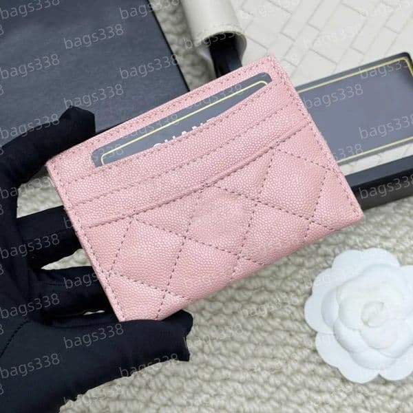 Card holder women wallet designer purses handbag elegant leather secure credit slots caviar compact casual porte carte quality grained smooth passport organizer