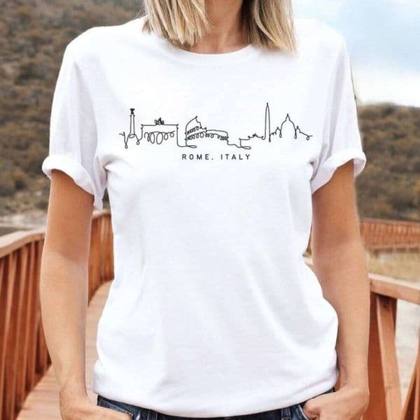 Rome Italy Shirt Roma Skyline Colosseum T-shirt Simple Design Minimalist Lover Italian Tourism Tee Men Women Summer Tops C260226