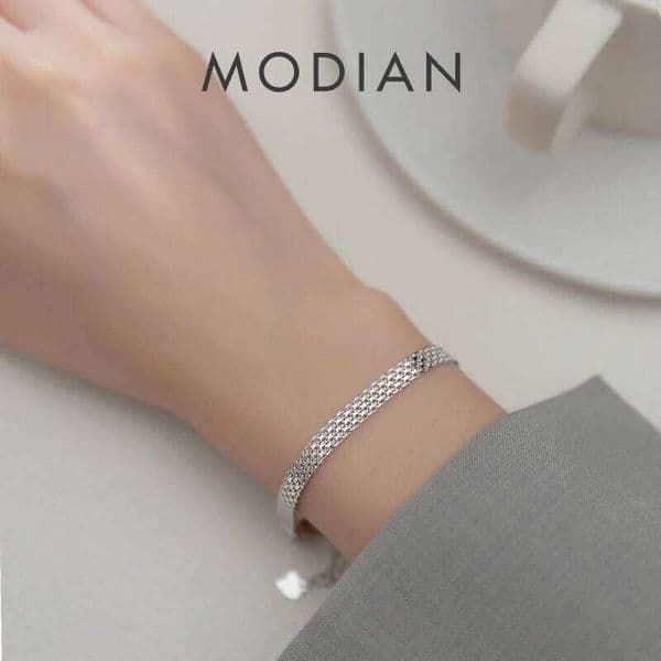 Modian Exquisite Lace Pattern 925 Sterling Silver Charm Bangle Bracelet Gift For Women Wedding Fine Jewelry Z260225