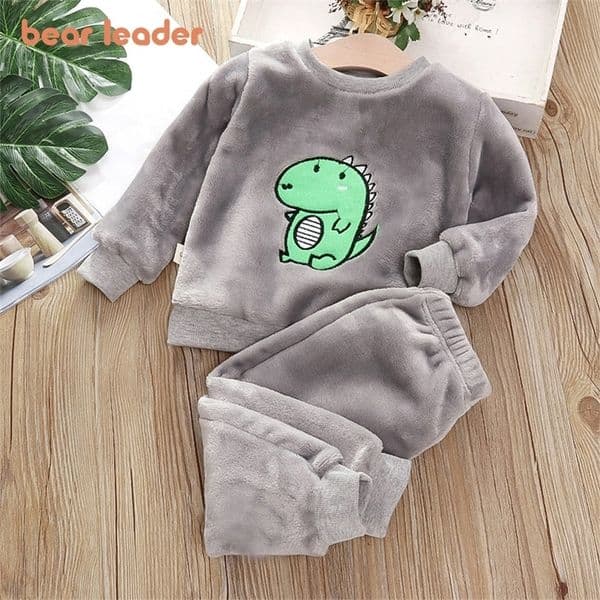 Bear Leader Girls Clothing Sets Winter Flannel Homewear Set Childrens Pajamas Boys and Girls Thick Coral Velvet Two-piece Set260202wwBJ