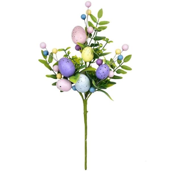 Easter Artificial Flower Bouquet Plastic Faux Floral Arrangement with Eggs and Berries for Home Decor 2026 Party Supplies 26W0226