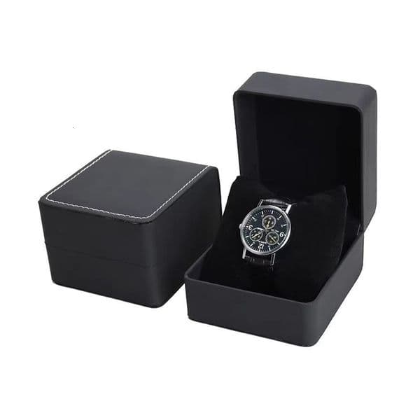 Lnofxas Black Single Watch Gift Box with Pillow PU Leather Wristwatch Display Case Organizer for Men 260120