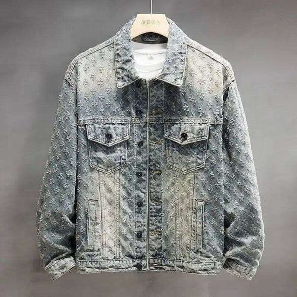 Fashion 2025 Clothing Hip Hop Vintage Autumn Washed Denim Jacket for Couples Unisex High Street Retro Embossed Outerwear 26H0226