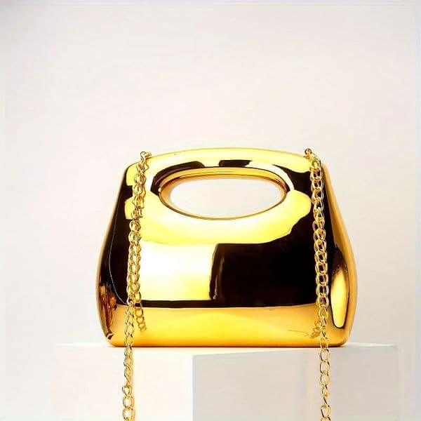 Evening Clutch Gold Acrylic Women Handbags Fashion Shoulder Bag Flap Half Moon Wedding Purses Party Tote Ladies 260209