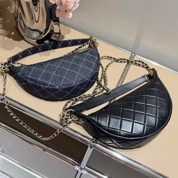 TOP26P Vintage womansDesigner Underarm Hobo Shopping Bag Lambskin Diamond Lattice Gold Hardware Matelasse Chain Leisure Zipper Crossbody Shoulder Handbag 24cm