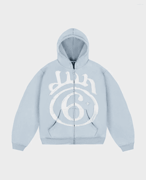 Men's Hoodies American Street Goth Pattern Patch Zipper Hoodie Women Harajuku Hip Hop Vintage Sweatshirt Unisex Fleece Padded