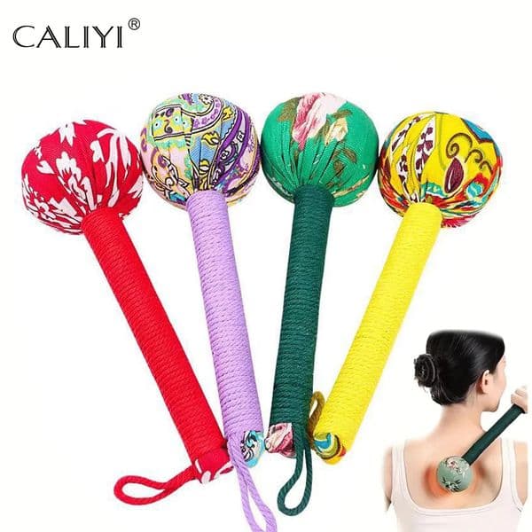 Massage Hammer Long Herbal Wormwood Lymphatic Drainage Manual Back Massager for Shoulder Neck Muscle Pain Relief 260205