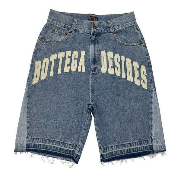 American Style Harajuku Retro Denim with Letter Embroidery Oversized Jeans Men Y2k Loose Casual Versatile Shorts Woman H260226