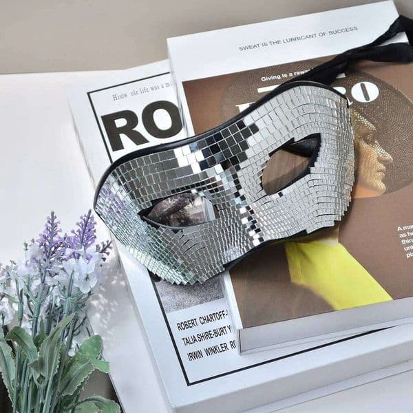 Masquerade for Womens Glitter Venetian Party Prom Ball Bright Silver Mirror Sexy Eye Covers Mask Halloween 26W0226